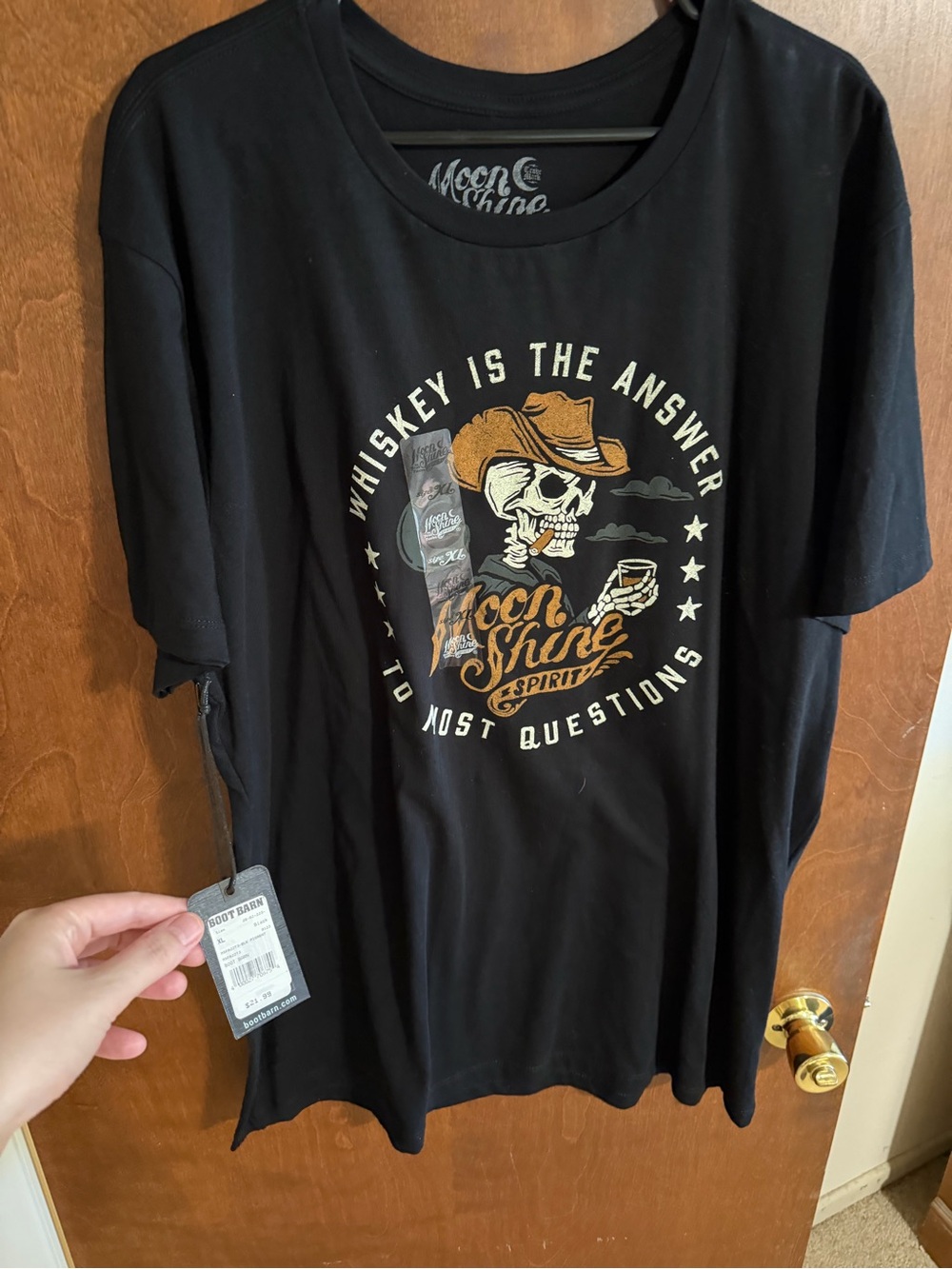 ✨ 2/$25 or 3/$30 SALE - 
Moon Shine Spirits Black Graphic Tee - Whiskey Skull De